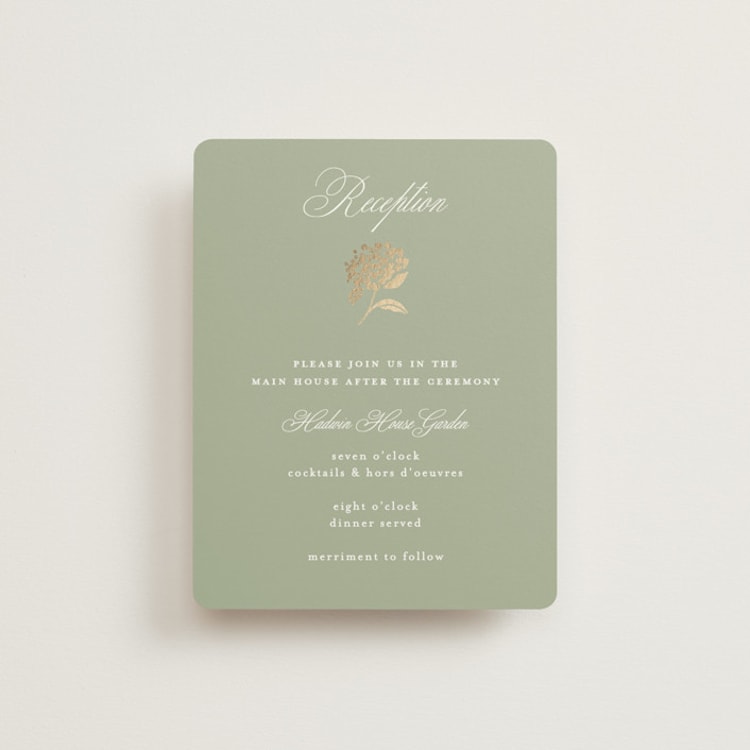 "Shimmering Hydrangeas" - Reception Cards in Tea Time by Susan Zinader - Front