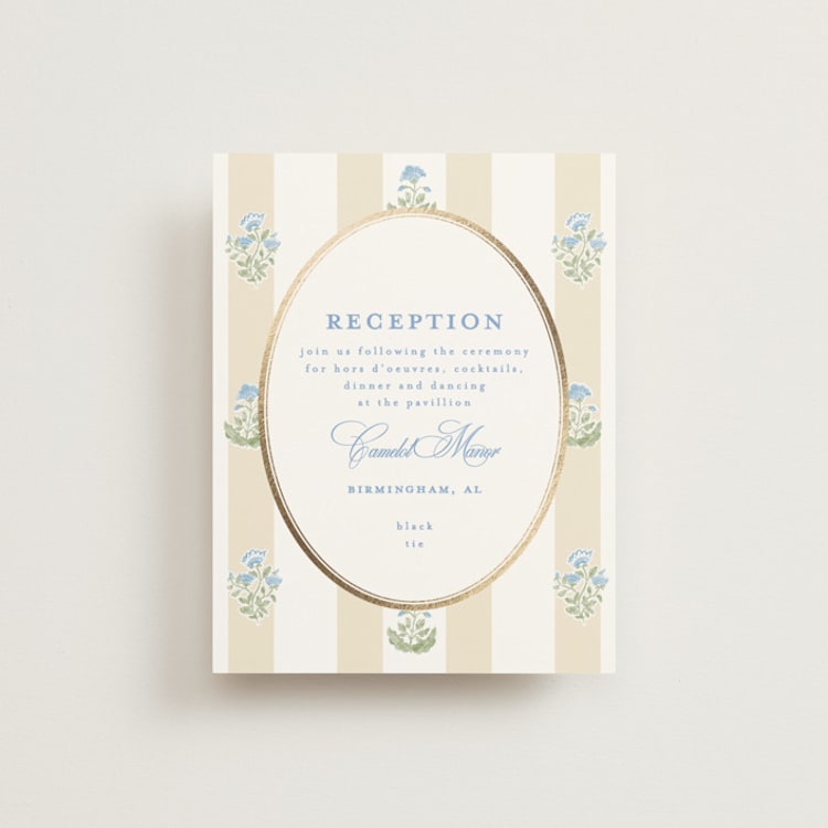 "Patterned florals" - Reception Cards in Powder by Creo Study - Front
