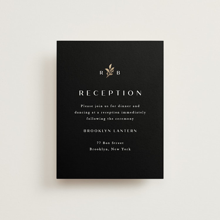 "Petite Sprig" - Reception Cards in Black Dahlia by Olivia Raufman - Front