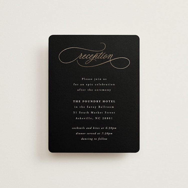 "Black Tie Affair" - Reception Cards in Onyx by Hooray Creative - Front