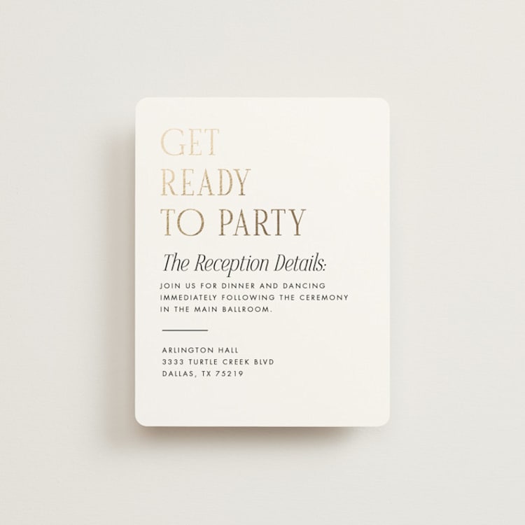 "Magazine" - Reception Cards in Lace by Kaydi Bishop - Front