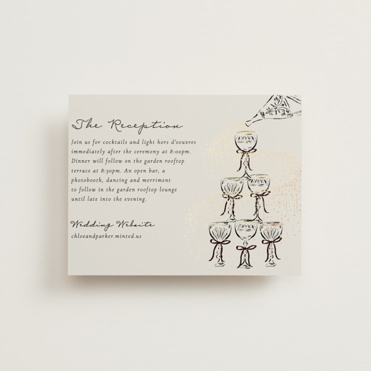 "Hand Illustrated Whimsical Chandelier" - Reception Cards in Noir by Jackie Crawford - Front