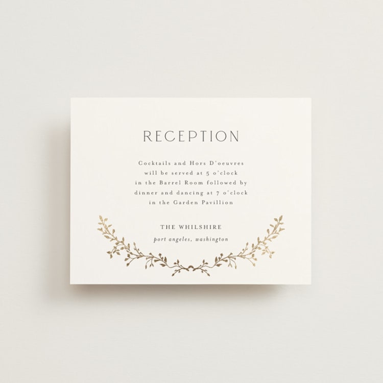 "Delicate Vine" - Reception Cards in Alabaster by Susan Moyal - Front