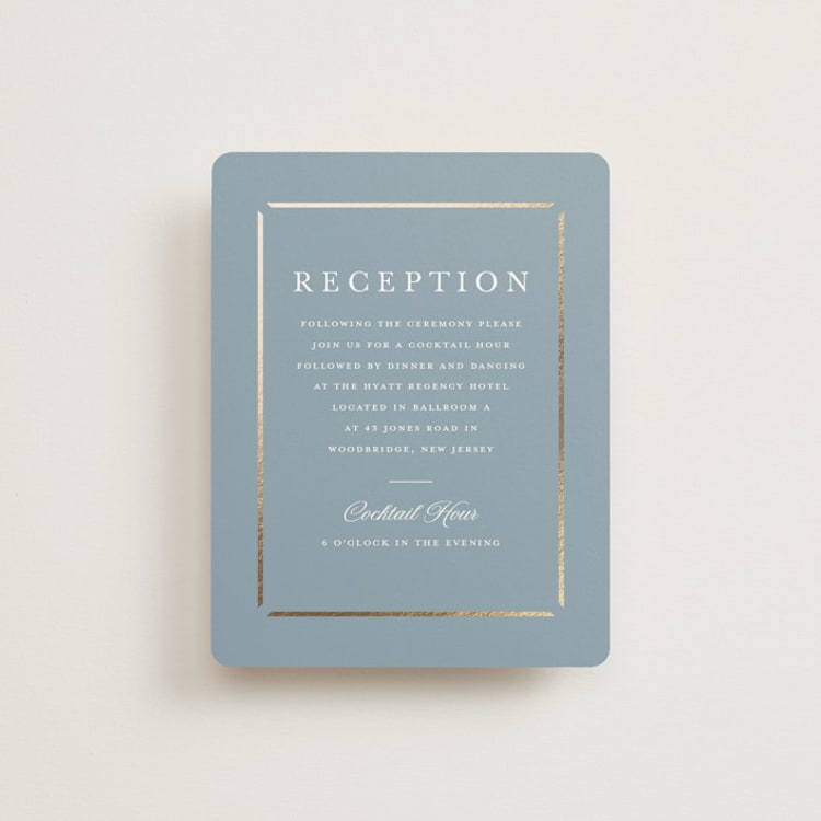 "Elegant bevel" - Reception Cards in Dusty Blue by Stacey Meacham - Front