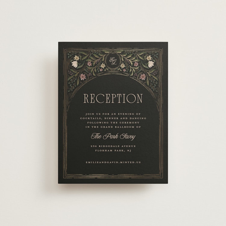 "Emilie" - Reception Cards in Noir by Randi Cirelli - Front