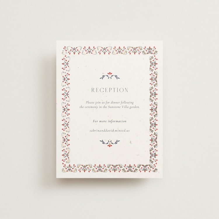 "Islamic Arch" - Reception Cards in Scarlet by Sabrin Deirani - Front
