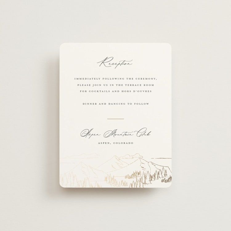 "Peaks" - Reception Cards in Hunter by Sarah Brown - Front