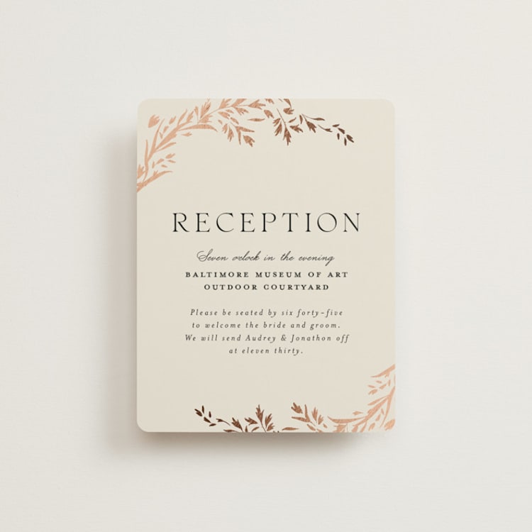 "Trailing Vines" - Reception Cards in Almond by Erin L. Wilson - Front
