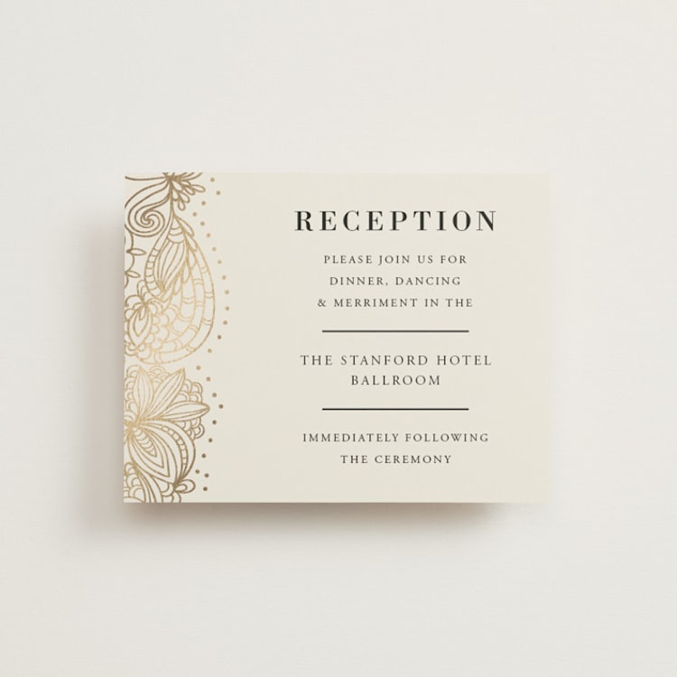 "Elegant Henna" - Reception Cards in Champagne by Oma N. Ramkhelawan - Front
