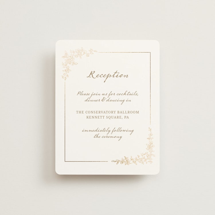 "Boho flower crest" - Reception Cards in Ivory by Cass Loh - Front