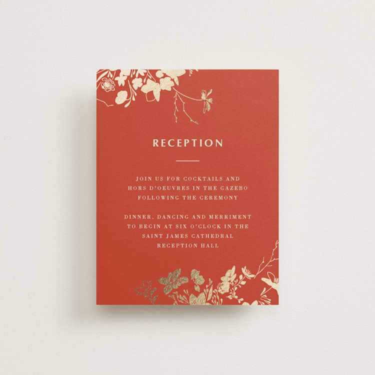 "Abstract Flora" - Reception Cards in Lava by Stellax Creative - Front