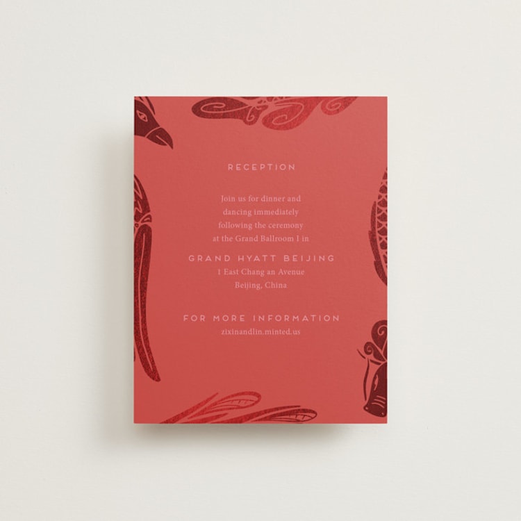 "Fiery" - Reception Cards in Ruby by Ghia Designs - Front
