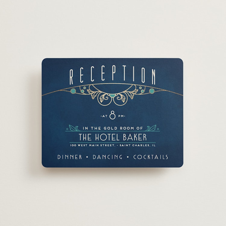 "Ornate Deco" - Reception Cards in Goldenrod by GeekInk Design - Front