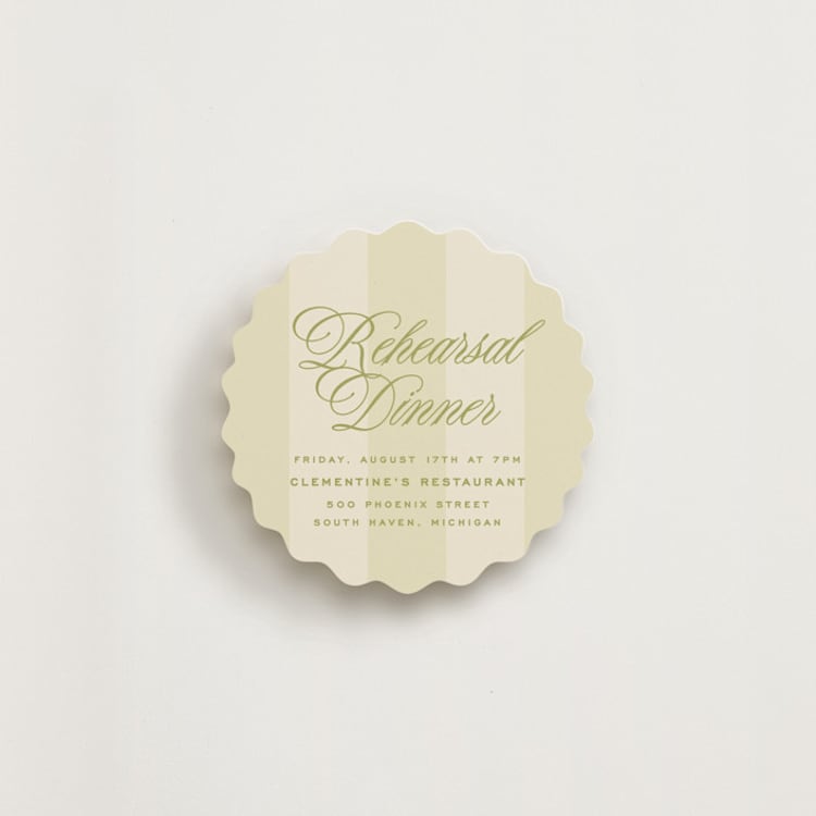 "rory" - Rehearsal Dinner Cards in Olive by Ellen Schlegelmilch - Front