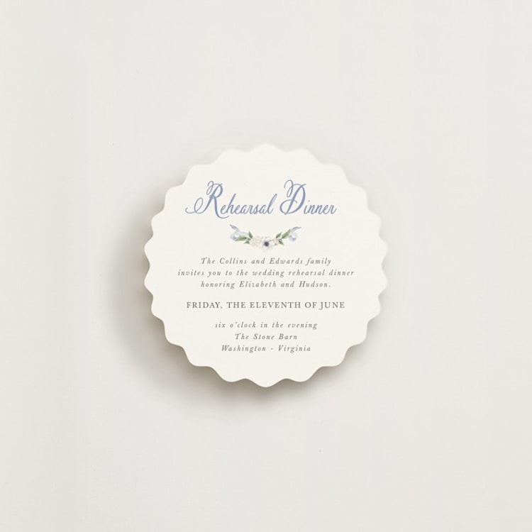 "Sweethearts" - Rehearsal Dinner Cards in Periwinkle by Design Lotus - Front