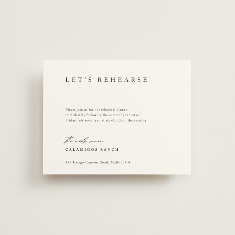 "Astoria" - Rehearsal Dinner Cards in Silk by Kelly Schmidt - Front