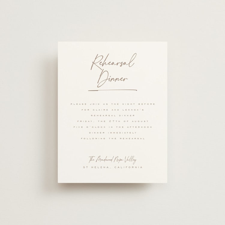 "Full Photo" - Rehearsal Dinner Cards in Chiffon by Orasie - Front