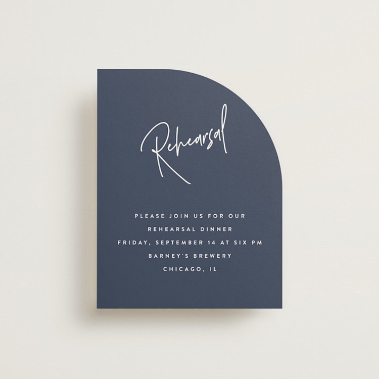 "Marked" - Rehearsal Dinner Cards in Navy by JoAnn Jinks - Front