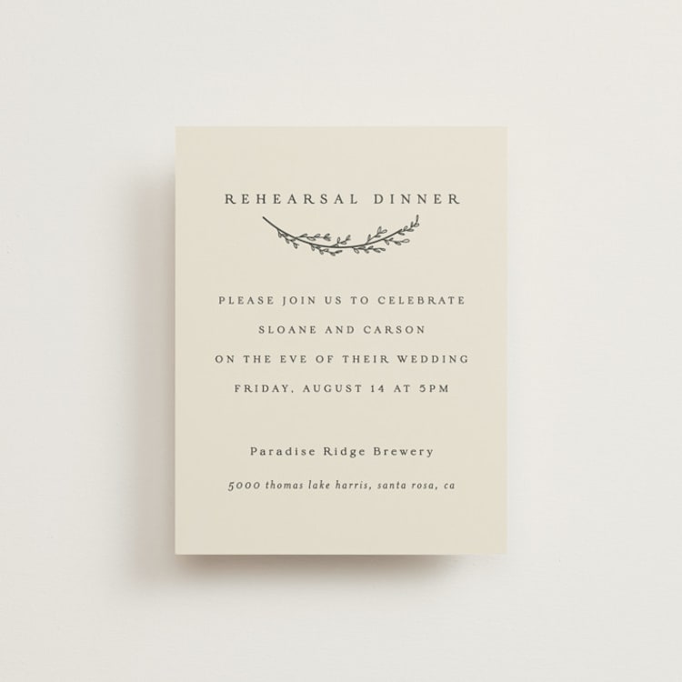 "Branched" - Rehearsal Dinner Cards in Almond by Brianne Larsen - Front