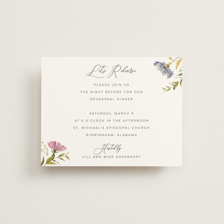 "Untied" - Rehearsal Dinner Cards in Sherbert by Erin Hodges - Front