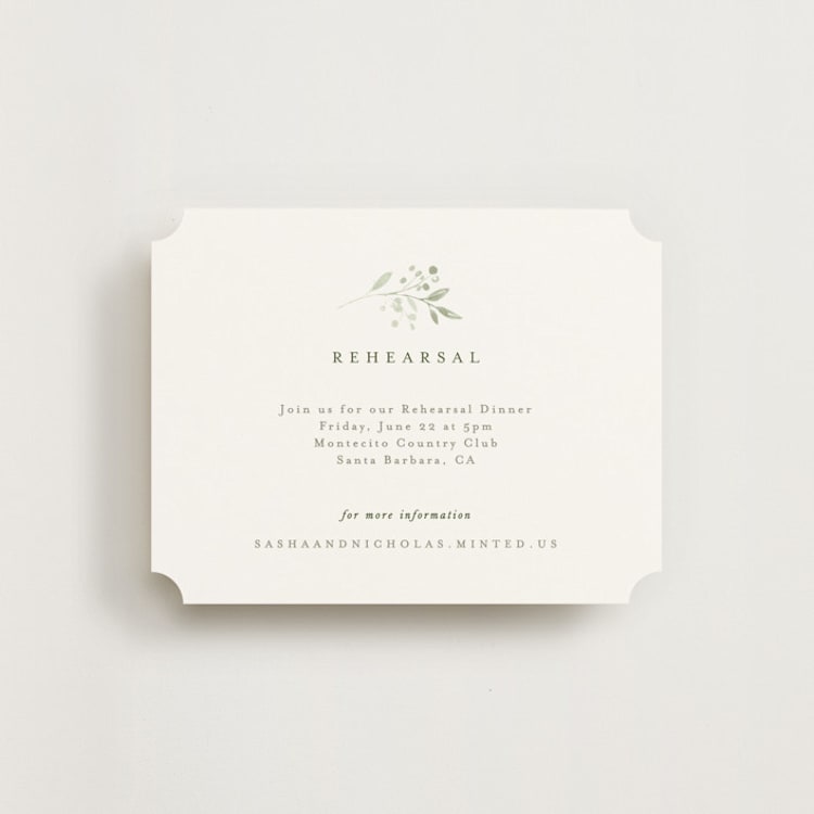 "Verdure" - Rehearsal Dinner Cards in Garden by Leah Bisch - Front