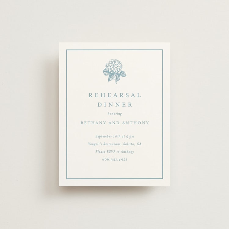 "Hydrangea bloom" - Rehearsal Dinner Cards in Seaside by Stacey Meacham - Front