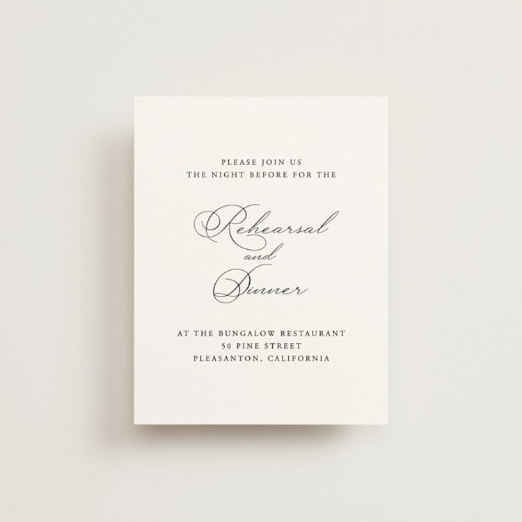 "Organza" - Rehearsal Dinner Cards in Linen by Jill Means - Front