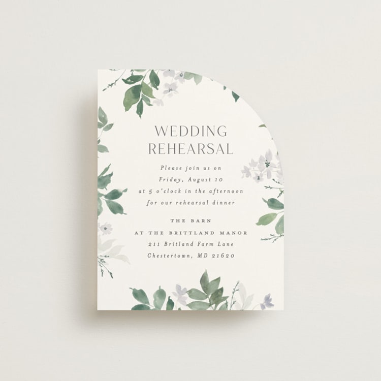 "Grove" - Rehearsal Dinner Cards in Fern by Everett Paper Goods - Front