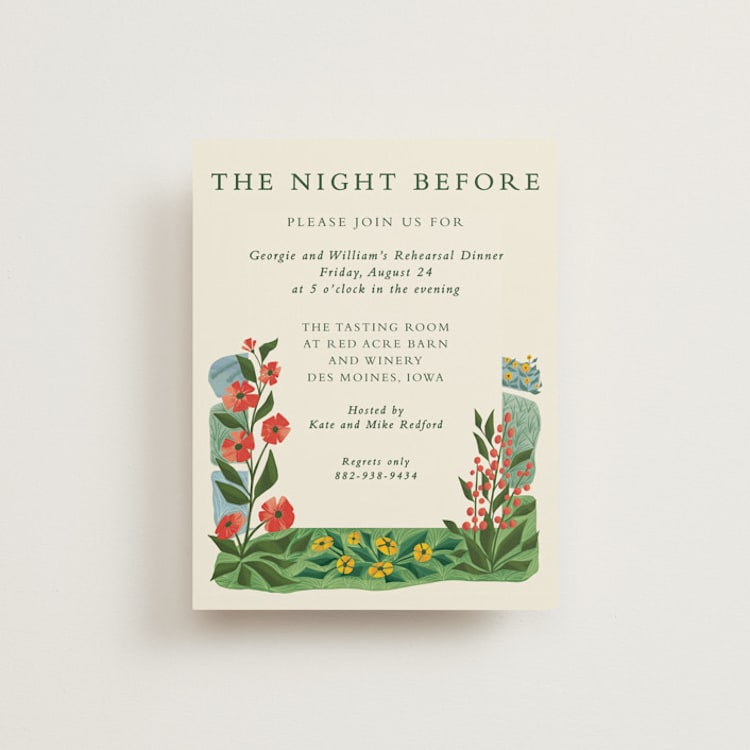 "Farm and Field" - Rehearsal Dinner Cards in Barn by Paper Sun Studio - Front