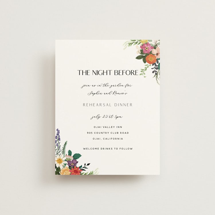 "Secret Garden" - Rehearsal Dinner Cards in Daisy by Susan Moyal - Front