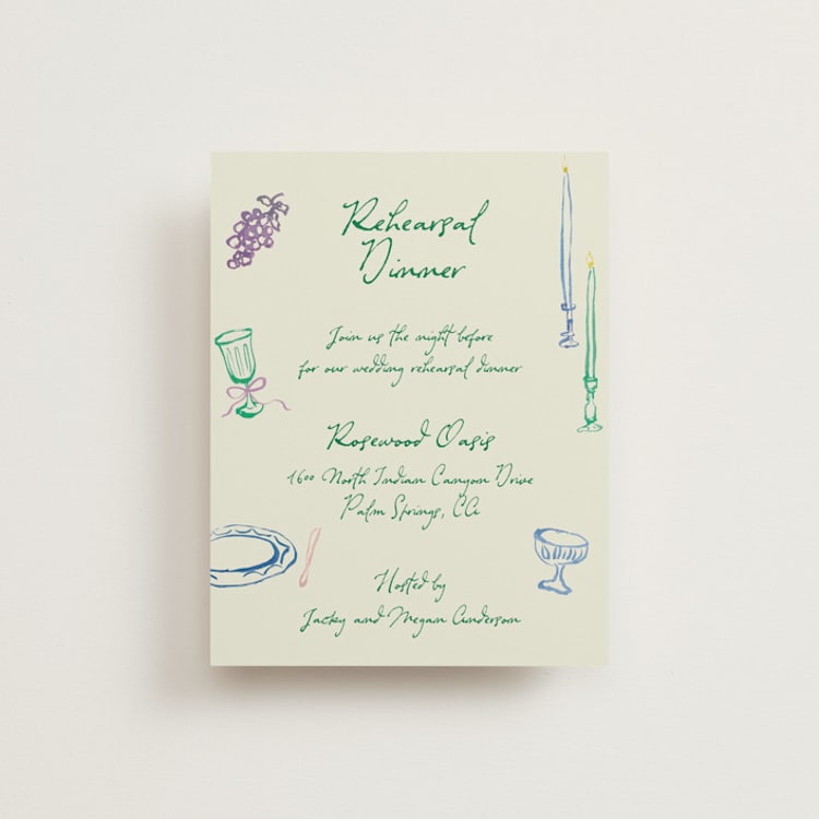 "tablescape drawing" - Rehearsal Dinner Cards in Garden by Cass Loh - Front