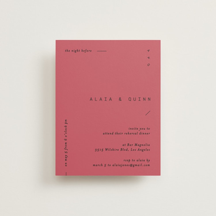 "Alaia" - Rehearsal Dinner Cards in Verona Sunset by Blustery August - Front