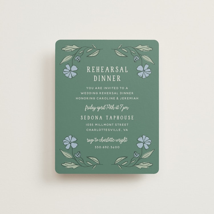 "Botanical" - Rehearsal Dinner Cards in Garden by Kelly Watkins - Front