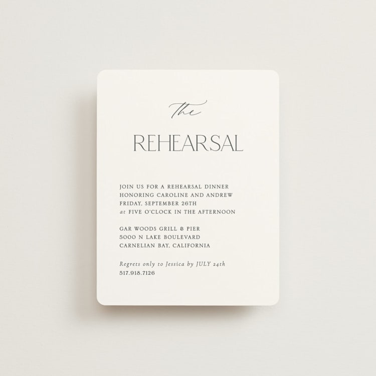 "Contemporary" - Rehearsal Dinner Cards in Cotton by Vanessa Doyle - Front