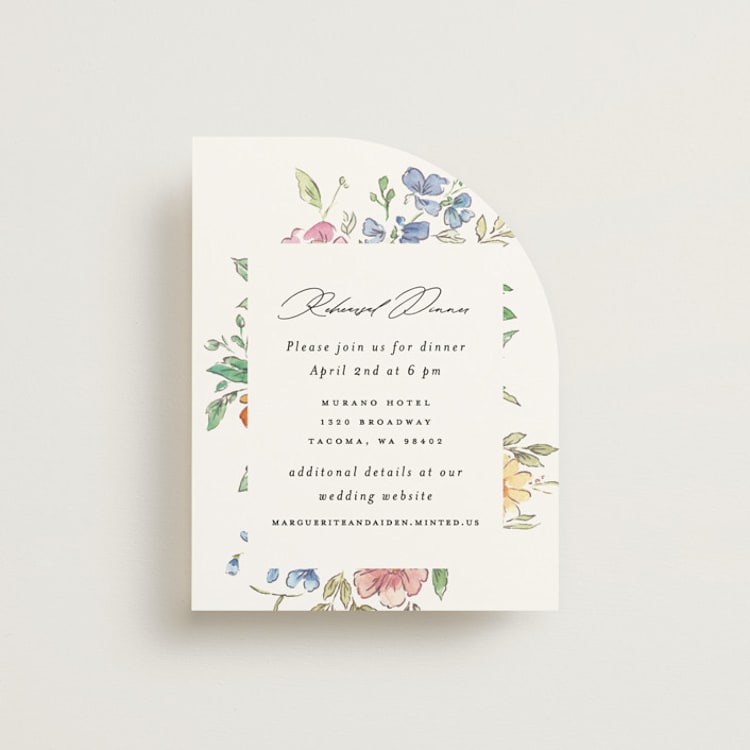 "Floral Pop" - Rehearsal Dinner Cards in Tropical by Itsy Belle Studio - Front