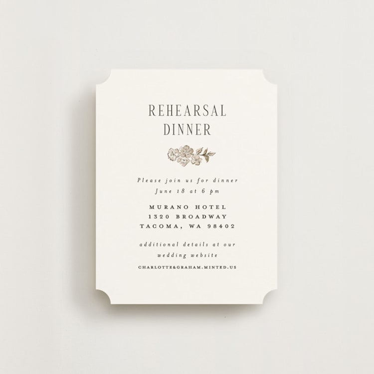 "Daphne" - Rehearsal Dinner Cards in Sepia by Itsy Belle Studio - Front