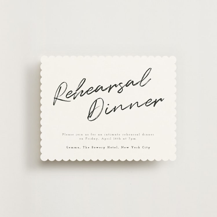 "Photograph Scribble" - Rehearsal Dinner Cards in Cloud by Adelyn T. - Front