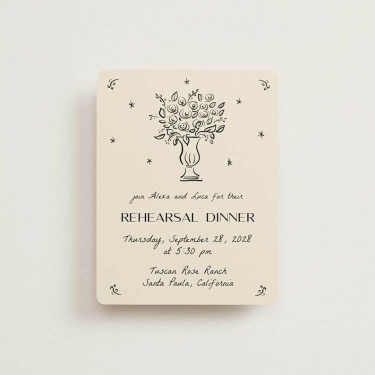 "Roses" - Rehearsal Dinner Cards in Vanilla by Ani Somi - Front