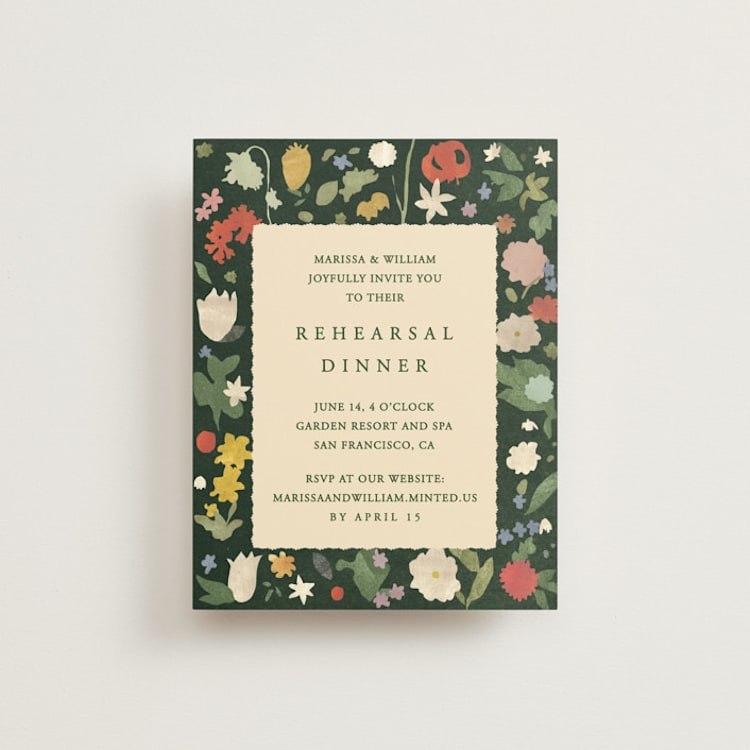 "all the flowers of the world" - Rehearsal Dinner Cards in Garden by Sumak Studio - Front