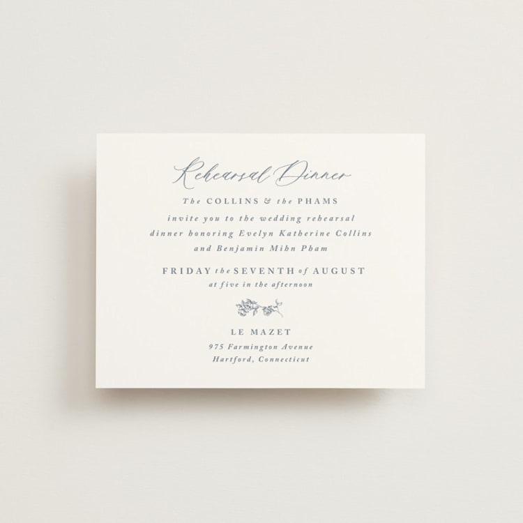 "Close to my Heart" - Rehearsal Dinner Cards in Twilight Whisper by Design Lotus - Front