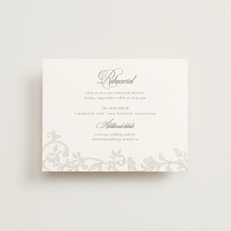 "vintage flourishes" - Rehearsal Dinner Cards in Natural by BR Designs - Front