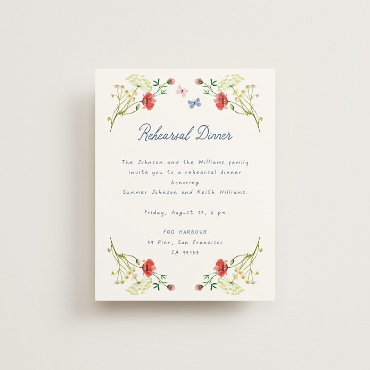 "Wildflower Romance" - Rehearsal Dinner Cards in Ivory by frau brandt - Front