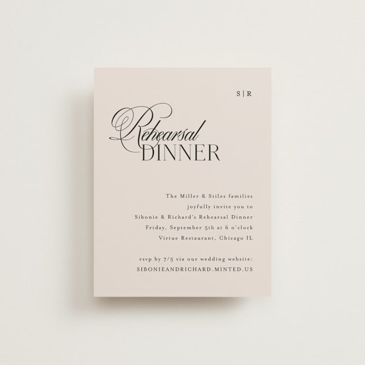 "Sibonie" - Rehearsal Dinner Cards in Ivory by Melanie Kosuge - Front