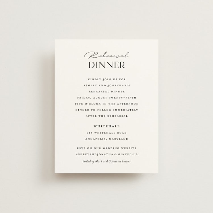"Have and Hold" - Rehearsal Dinner Cards in Porcelain by Eric Clegg - Front