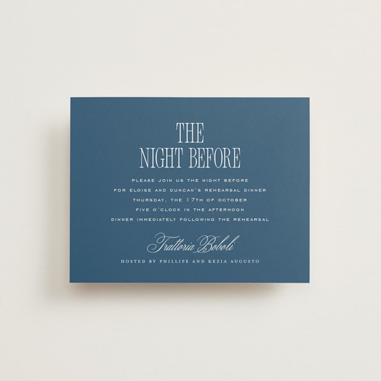 "ris al’amande" - Rehearsal Dinner Cards in Denim by chocomocacino - Front