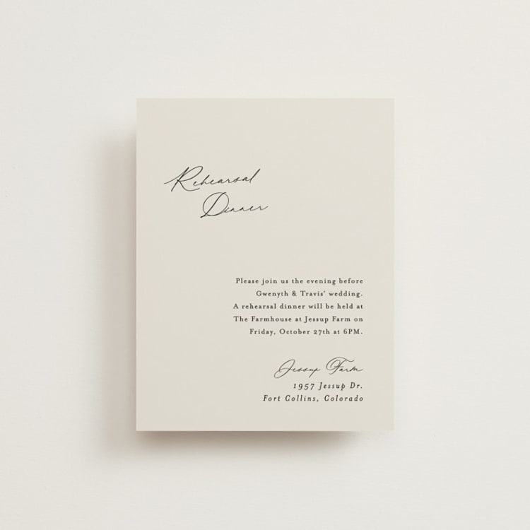 "kinkaid" - Rehearsal Dinner Cards in Ivory by Carolyn Nicks - Front