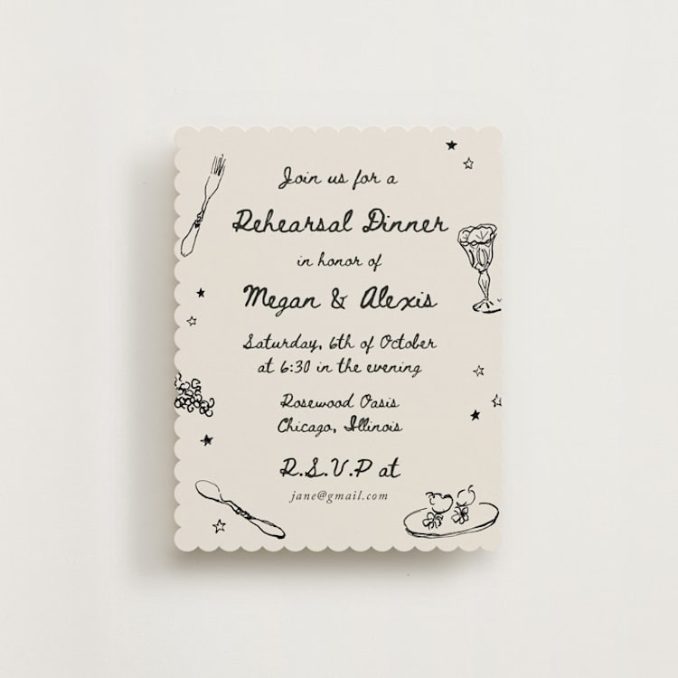 "simple monogram" - Rehearsal Dinner Cards in Lace by Cass Loh - Front