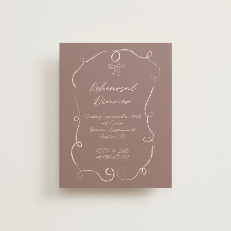 "The Swan" - Rehearsal Dinner Cards in Buttercream by Helena Vitto - Front