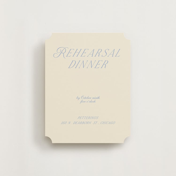 "Luxe" - Rehearsal Dinner Cards in Ocean by Baumbirdy - Front