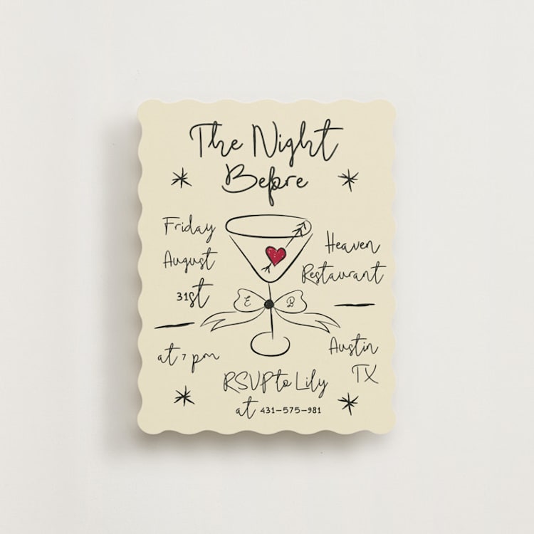 "Modern Love" - Rehearsal Dinner Cards in Champagne by Helena Vitto - Front